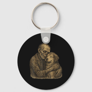 Zombie Hugging Dog Gothic Halloween Pet Dog Lovers Key Ring