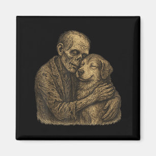 Zombie Hugging Dog Gothic Halloween Pet Dog Lovers Magnet