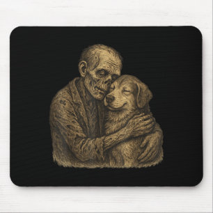 Zombie Hugging Dog Gothic Halloween Pet Dog Lovers Mouse Pad