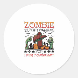 Zombie Human Organs Liver Transplant Halloween Gra Classic Round Sticker