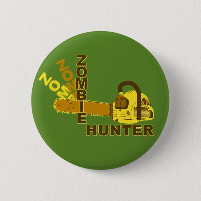 Zombie Hunter Button (green background) (Front)