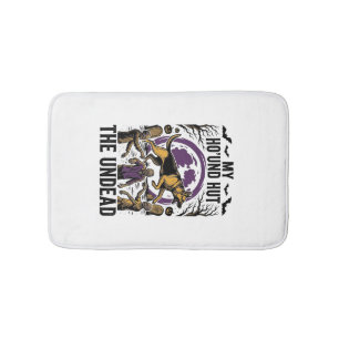 Zombie Hunter Dog Halloween Vintage Engraving Shir Bath Mat