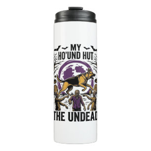 Zombie Hunter Dog Halloween Vintage Engraving Shir Thermal Tumbler