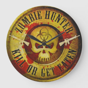 Zombie Hunter Large Clock