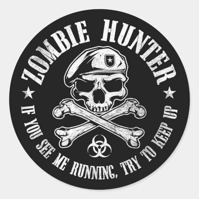 zombie hunter undead living dead classic round sticker (Front)