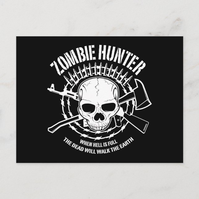 zombie hunter undead living dead postcard (Front)