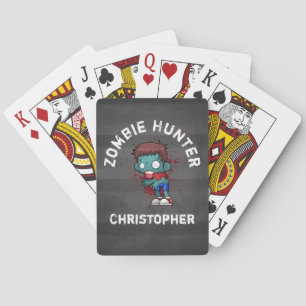 Zombie Hunter with Blood Splatter Creepy Cool Playing Cards