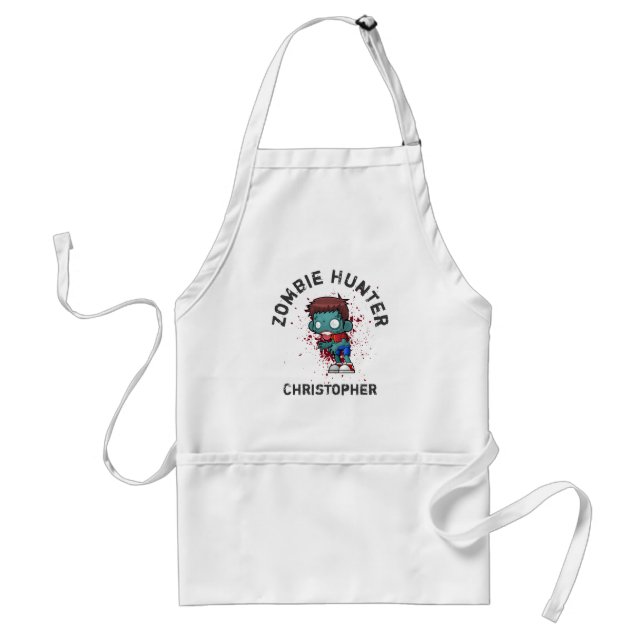 Zombie Hunter with Blood Splatter Creepy Cool Standard Apron (Front)