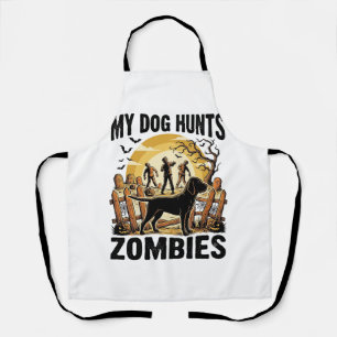 Zombie Hunting Dog Vintage Halloween Tee_1 Apron