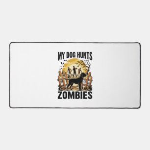 Zombie Hunting Dog Vintage Halloween Tee_1 Desk Mat
