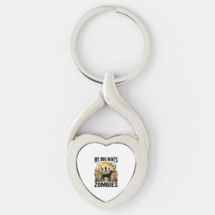 Zombie Hunting Dog Vintage Halloween Tee_1 Key Ring