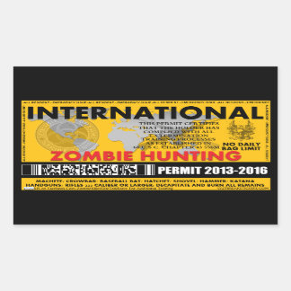 Zombie Hunting Permit International Rectangular Sticker