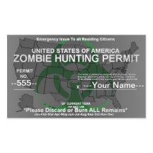 Zombie hunting permit template (Green on Grey)