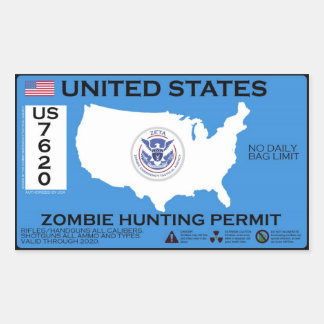 Zombie Hunting Permit - ZETA Rectangular Sticker