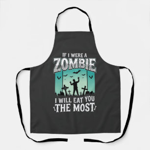 Zombie I Will Eat You Halloween Design_1 Apron