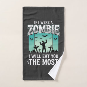 Zombie I Will Eat You Halloween Design_1 Hand Towel