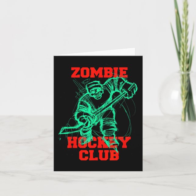 Zombie Ice Hockey Club Halloween Trick Or Treat Co Card (Front)