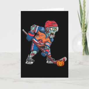 Zombie Ice Hockey Player Fun Halloween Costume Sca Card