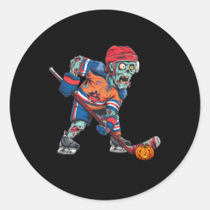Zombie Ice Hockey Player Fun Halloween Costume Sca Classic Round Sticker