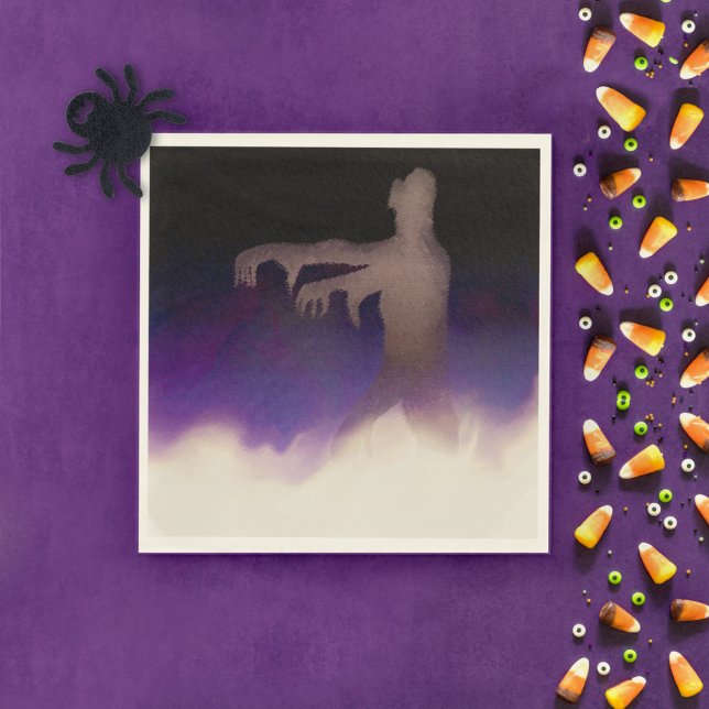 Zombie in the Mist with Purple Fog Halloween  Napkin (Creator Uploaded)