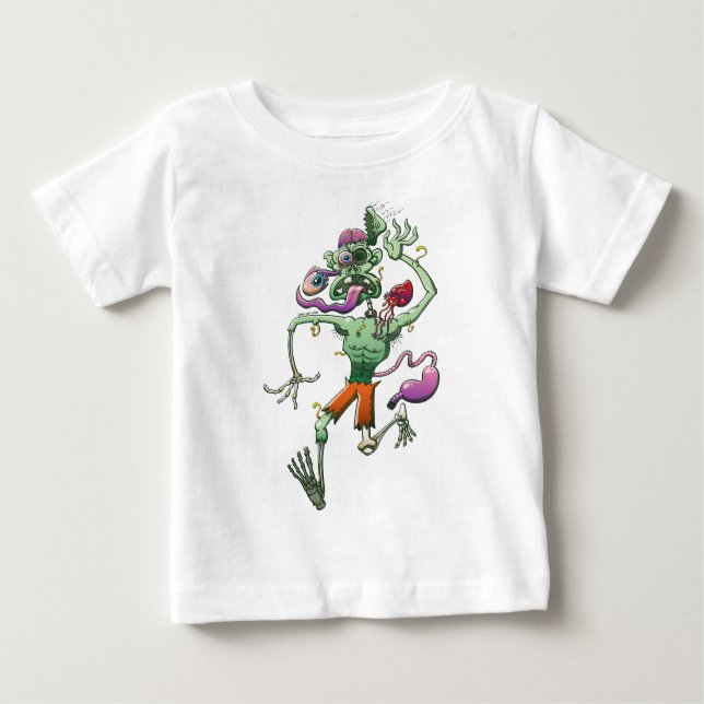 Zombie in Trouble Falling Apart Baby T-Shirt (Front)