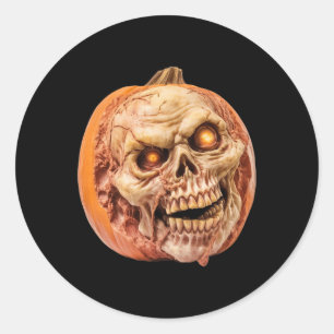 Zombie-Inspired Horror Pumpkin Funny Halloween Classic Round Sticker