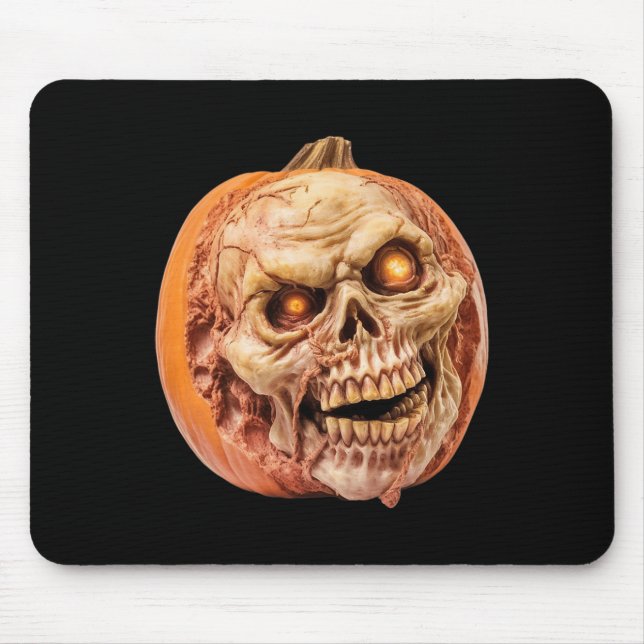Zombie-Inspired Horror Pumpkin Funny Halloween  Mouse Pad (Front)