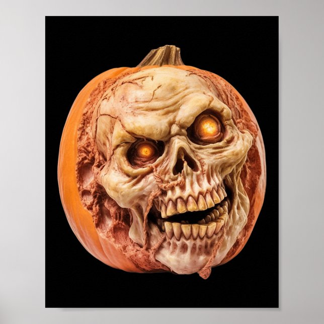 Zombie-Inspired Horror Pumpkin Funny Halloween  Poster (Front)