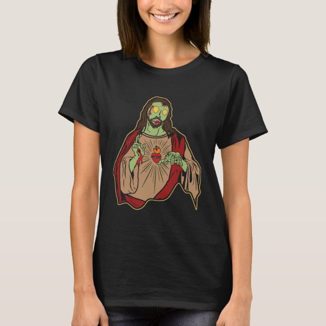 Zombie Jesus Risen Easter Sunday Religous Christ J T-Shirt (Front)