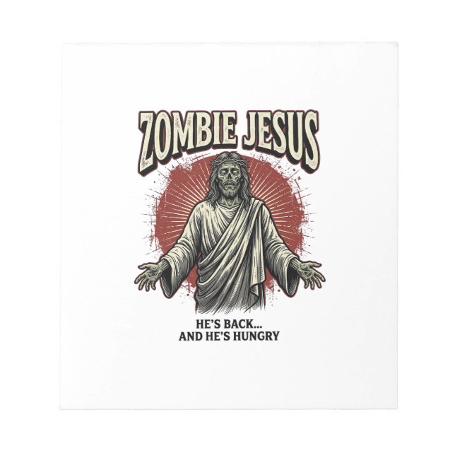 Zombie Jesus Vintage Engraving Funny Shirt Design_ Notepad (Front)