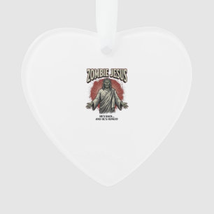 Zombie Jesus Vintage Engraving Funny Shirt Design_ Ornament