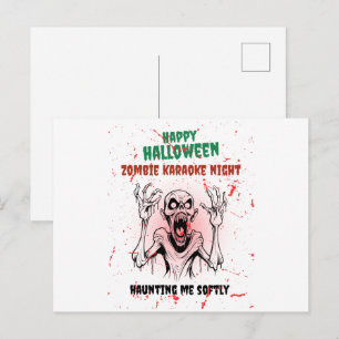 Zombie Karaoke Night – Funny Halloween Party Postcard