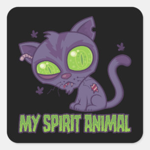 Zombie Kitten Is My Spirit Animal Square Sticker