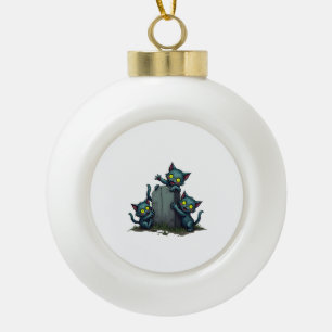 Zombie Kitten Uprising Ceramic Ball Christmas Ornament