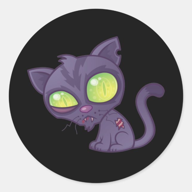 Zombie Kitty Classic Round Sticker (Front)