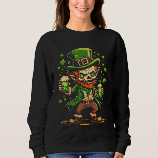 Zombie Leprechaun  Irish  St Paddy's Beer Sweatshirt