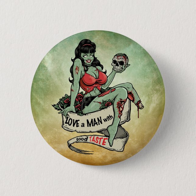 Zombie Love 6 Cm Round Badge (Front)