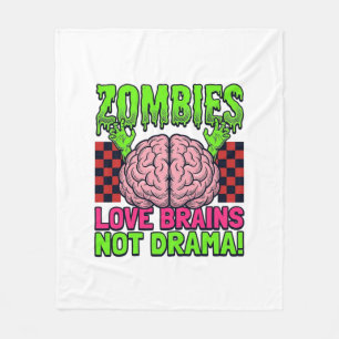 Zombie Love Brains Not Drama Vintage Horror Design Fleece Blanket