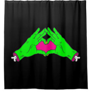 zombie love heart hands halloween valentine shower curtain