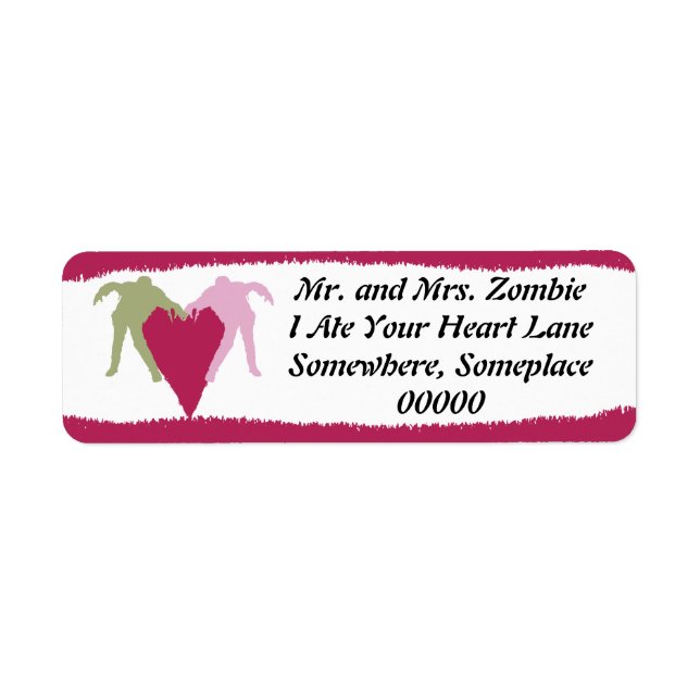 Zombie Love Heart Label Return Address Label (Front)