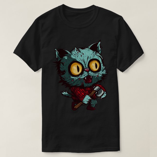Zombie Lumberjack Cat waxe T-Shirt (Design Front)