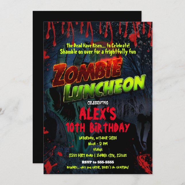 Zombie Luncheon Halloween Party Invitation (Front/Back)