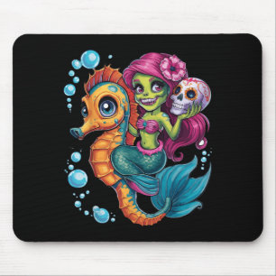 Zombie Mermaid Halloween Costume Spooky Trick Or Mouse Pad