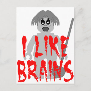 Zombie Minifig 'I Like Brains' Postcard