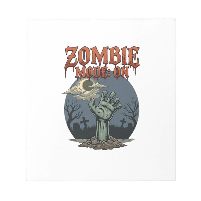 Zombie Mode Halloween Hand Moon Graveyard_1 Notepad (Front)