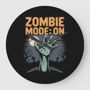 Zombie Mode On Scary Halloween T shirt Large Clock