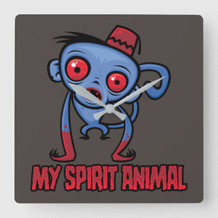 Zombie Monkey Is My Spirit Animal Square Wall Clock