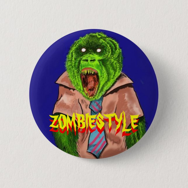 zombie monkey, ZOMBIESTYLE, ZOMBIESTYLE 6 Cm Round Badge (Front)