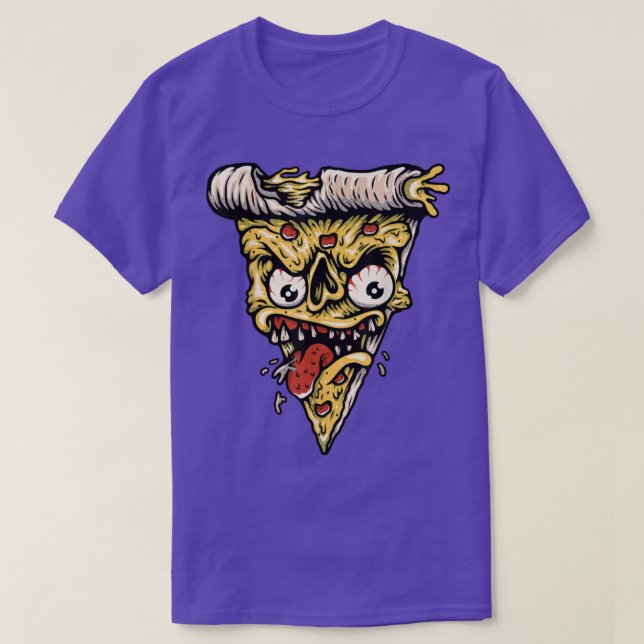 Zombie Monster Pizza Slice Scary Pizza Pie Hallowe T-Shirt (Design Front)