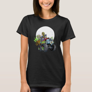 Zombie Monster Truck Creepy Halloween Scary Kids T-Shirt